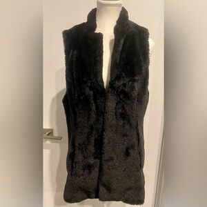 Tyler Boe Faux Fur Long Vest, Black, M